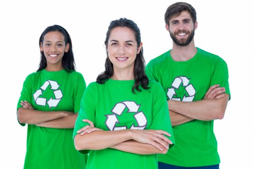 Waste sorting and recycling process at a demolition site
